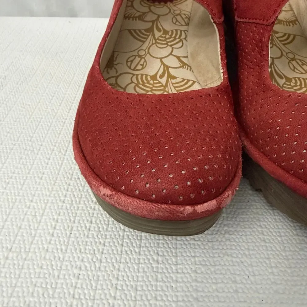 Fly London Yasi Wedge Pump Women’s Size 8 Lipstick Red Leather Shoes
